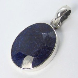 Sterling Silver Oval SAPPHIRE 25x20 mm Pendant